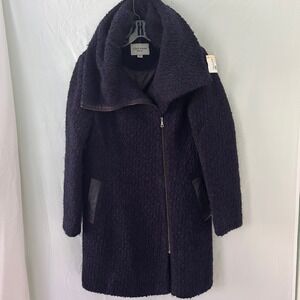 Cole Haan Signature Boucle Asymmetrical Zip‎ Front Coat Jacket Size 8